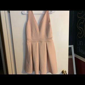 Nude Plunging Neck Skater Dress